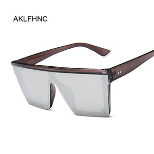 Occhiali da sole quadrati oversize da donna di marca Flat Top Big Pink Black Lenti trasparenti One Piece Gafas femminili con specchio 
