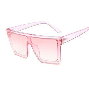 Occhiali da sole quadrati oversize da donna di marca Flat Top Big Pink Black Lenti trasparenti One Piece Gafas femminili con specchio 