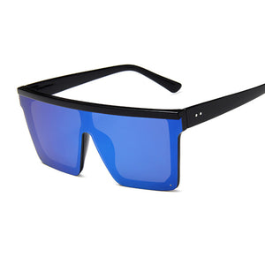 Occhiali da sole quadrati oversize da donna di marca Flat Top Big Pink Black Lenti trasparenti One Piece Gafas femminili con specchio 