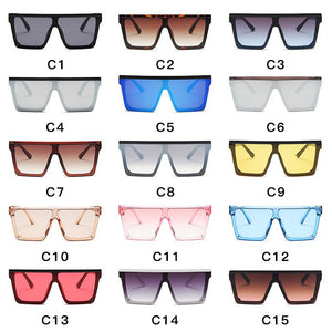 Occhiali da sole quadrati oversize da donna di marca Flat Top Big Pink Black Lenti trasparenti One Piece Gafas femminili con specchio 