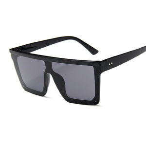 Occhiali da sole quadrati oversize da donna di marca Flat Top Big Pink Black Lenti trasparenti One Piece Gafas femminili con specchio 