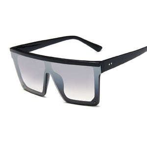 Occhiali da sole quadrati oversize da donna di marca Flat Top Big Pink Black Lenti trasparenti One Piece Gafas femminili con specchio 