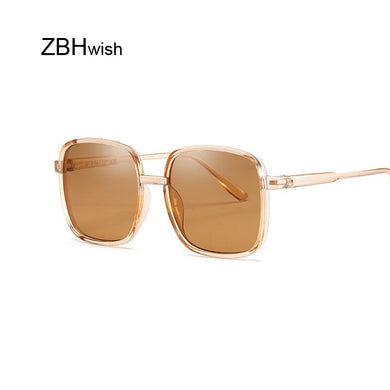 Oversized Square Sunglasses Women Luxury Transparent Gradient Sun Glasses Big Frame Vintage Eyewear UV400 Glasses For Lady