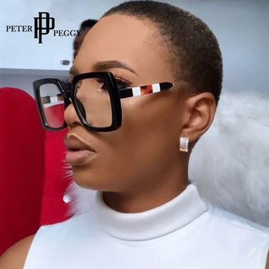 Oversized Square Transparent Glasses Women Stripe Gradient Spectacles Frame Prescription Myopia Frames Glasses For Men