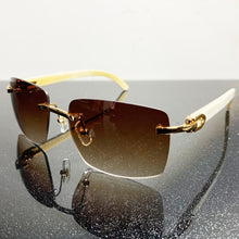 Load image into Gallery viewer, Oversized Sunglass Big Square Wood Sunglasses Men Rimless Carter Sun Glasses Buffalo Horn Designer Retro Sunglass Gafas De Sol