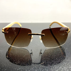 Oversized Sunglass Big Square Wood Sunglasses Men Rimless Carter Sun Glasses Buffalo Horn Designer Retro Sunglass Gafas De Sol