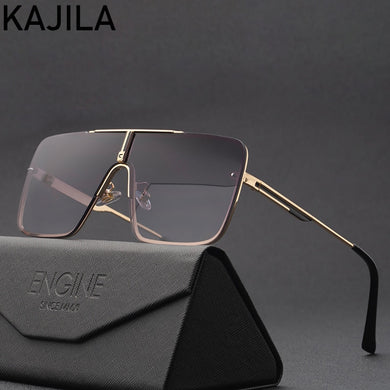 Oversized Sunglasses Men 2022 Luxury Brand Designer One Piece Mental Frame Square Sun Glasses For Man Vintage Lentes De Sol
