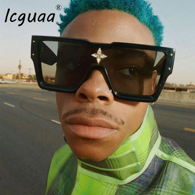 Oversized Sunglasses Square One Piece Square Sunglasses Diamond Flower Brand Designer For Men Gafas Oculos Sunglasses