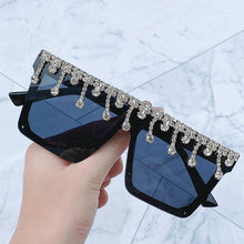 Load image into Gallery viewer, Oversized Sunglasses Tassel Shades Steampunk Sun Wear Crystal Diamond  Eye Wear One-Piece   Brand Shades Oculos