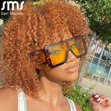 Oversized Sunglasses Women 2023 Square Gradient Color Sun Glasses One Piece Big Frames Vintage Eyewear Blue Black UV400 Shsdes