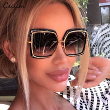Load image into Gallery viewer, Oversized Sunglasses Women Brand Designer Metal Square Eyewear 2023 Female Shades Big Mirror Sun Glasses Superstar oculos