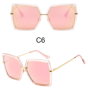 Oversized Sunglasses Women Brand Designer Metal Square Eyewear 2023 Female Shades Big Mirror Sun Glasses Superstar oculos