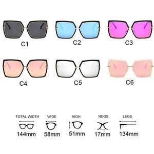 Oversized Sunglasses Women Brand Designer Metal Square Eyewear 2023 Female Shades Big Mirror Sun Glasses Superstar oculos