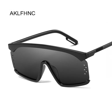 Occhiali da sole oversize da donna Designer Brand Big One Lens Occhiali da sole quadrati neri Donna Uv400 Cornice trasparente 