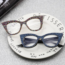 Load image into Gallery viewer, Oversized Sunglasses Women Handmade Bling Cat Eye Sunglasses Ladies Vintage Clear Reading Glasses Shades Oculos