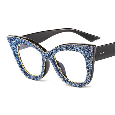 Oversized Sunglasses Women Handmade Bling Cat Eye Sunglasses Ladies Vintage Clear Reading Glasses Shades Oculos