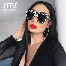 Load image into Gallery viewer, Oversized Sunglasses Women Men 2023 Unique Cow Colorful Retro Square Sunglasses Female One piece Flat Top Eyewear Shades UV400
