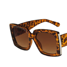 Load image into Gallery viewer, Oversized Sunglasses Women Men Vintage Wide legs Square Sun Glasses camouflage Leopard Black Eyeglasses UV400
