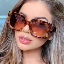 Load image into Gallery viewer, Oversized Sunglasses Women Men Vintage Wide legs Square Sun Glasses camouflage Leopard Black Eyeglasses UV400