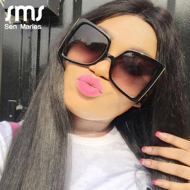 Oversized Sunglasses Women Vintage Square Sunglasses Men Retro Punk Eyeglasses Shades Big Frames Lightning Leg Eyewear UV400
