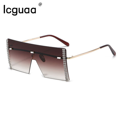 Oversized Suqare Sunglasses Brand Designer DIY Diamond Gradient Sunglasses Women Steampunk Multicolor Shades UV400 oculos de sol
