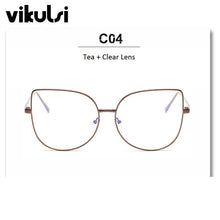 Load image into Gallery viewer, Oversized Transparent Glasses Brand Designer Cat Eye Alloy Frame Women Optical Clear Len Glasses Myopia Frames Eyewear Drop Ship