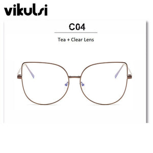 Oversized Transparent Glasses Brand Designer Cat Eye Alloy Frame Women Optical Clear Len Glasses Myopia Frames Eyewear Drop Ship