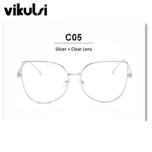 Load image into Gallery viewer, Oversized Transparent Glasses Brand Designer Cat Eye Alloy Frame Women Optical Clear Len Glasses Myopia Frames Eyewear Drop Ship