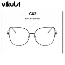 Load image into Gallery viewer, Oversized Transparent Glasses Brand Designer Cat Eye Alloy Frame Women Optical Clear Len Glasses Myopia Frames Eyewear Drop Ship