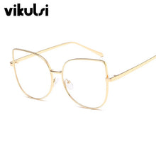 Load image into Gallery viewer, Oversized Transparent Glasses Brand Designer Cat Eye Alloy Frame Women Optical Clear Len Glasses Myopia Frames Eyewear Drop Ship
