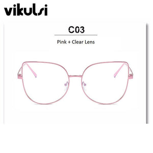 Oversized Transparent Glasses Brand Designer Cat Eye Alloy Frame Women Optical Clear Len Glasses Myopia Frames Eyewear Drop Ship