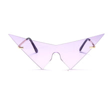 Load image into Gallery viewer, Oversized Triangle One Piece Women Sunglasses Vintage Rimless Eyewear Men Cat Eye Sun Glasses Shiny Rhinestone Shades