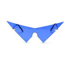 Load image into Gallery viewer, Oversized Triangle One Piece Women Sunglasses Vintage Rimless Eyewear Men Cat Eye Sun Glasses Shiny Rhinestone Shades