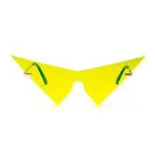 Load image into Gallery viewer, Oversized Triangle One Piece Women Sunglasses Vintage Rimless Eyewear Men Cat Eye Sun Glasses Shiny Rhinestone Shades