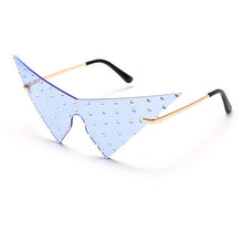Load image into Gallery viewer, Oversized Triangle One Piece Women Sunglasses Vintage Rimless Eyewear Men Cat Eye Sun Glasses Shiny Rhinestone Shades