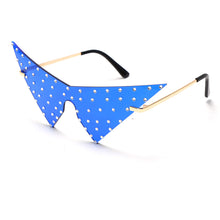 Load image into Gallery viewer, Oversized Triangle One Piece Women Sunglasses Vintage Rimless Eyewear Men Cat Eye Sun Glasses Shiny Rhinestone Shades