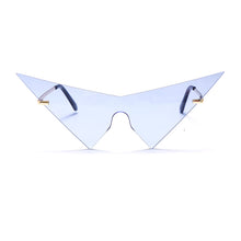 Load image into Gallery viewer, Oversized Triangle One Piece Women Sunglasses Vintage Rimless Eyewear Men Cat Eye Sun Glasses Shiny Rhinestone Shades