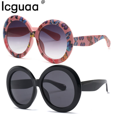 Oversized Unisex Round Sunglasses Women Retro Driving Eye Wear  Men Brand Designer Green Black UV400 Oculos