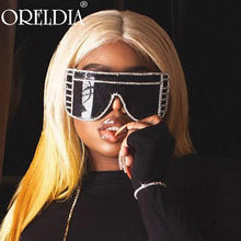 Load image into Gallery viewer, Oversized Women Blue Yellow Gradient Sunglasses Rimless Rhinestone Sun Glasses  Brand Designer Personality Eyewear