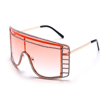 Load image into Gallery viewer, Oversized Women Blue Yellow Gradient Sunglasses Rimless Rhinestone Sun Glasses  Brand Designer Personality Eyewear