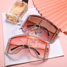 Load image into Gallery viewer, Oversized Women Blue Yellow Gradient Sunglasses Rimless Rhinestone Sun Glasses  Brand Designer Personality Eyewear