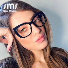 Carica l&#39;immagine nel visualizzatore di Gallery, Oversized Women Cat Eye Glasses Frame Brand Designer Men Clear Lens Eyeglasses Eyewear Computer Glasses Frame For Women