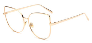 Oversized Women Metal Cat Eye Glasses Frame Brand Designer Fashion Men Clear Lens Eyeglasses sexy Cat's Eye gold Optical Frame