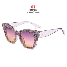 Load image into Gallery viewer, Oversized sunglasses women handmade bling cat eye sunglasses Ladies vintage clear reading glasses shades Oculos