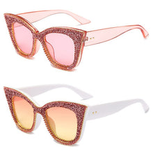 Load image into Gallery viewer, Oversized sunglasses women handmade bling cat eye sunglasses Ladies vintage clear reading glasses shades Oculos