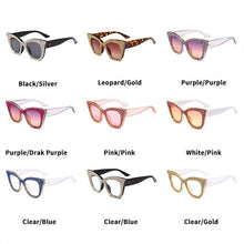 Load image into Gallery viewer, Oversized sunglasses women handmade bling cat eye sunglasses Ladies vintage clear reading glasses shades Oculos