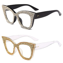 Load image into Gallery viewer, Oversized sunglasses women handmade bling cat eye sunglasses Ladies vintage clear reading glasses shades Oculos