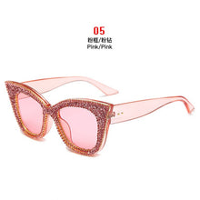 Load image into Gallery viewer, Oversized sunglasses women handmade bling cat eye sunglasses Ladies vintage clear reading glasses shades Oculos