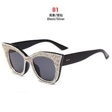 Load image into Gallery viewer, Oversized sunglasses women handmade bling cat eye sunglasses Ladies vintage clear reading glasses shades Oculos