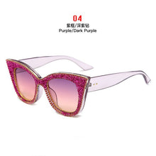 Load image into Gallery viewer, Oversized sunglasses women handmade bling cat eye sunglasses Ladies vintage clear reading glasses shades Oculos